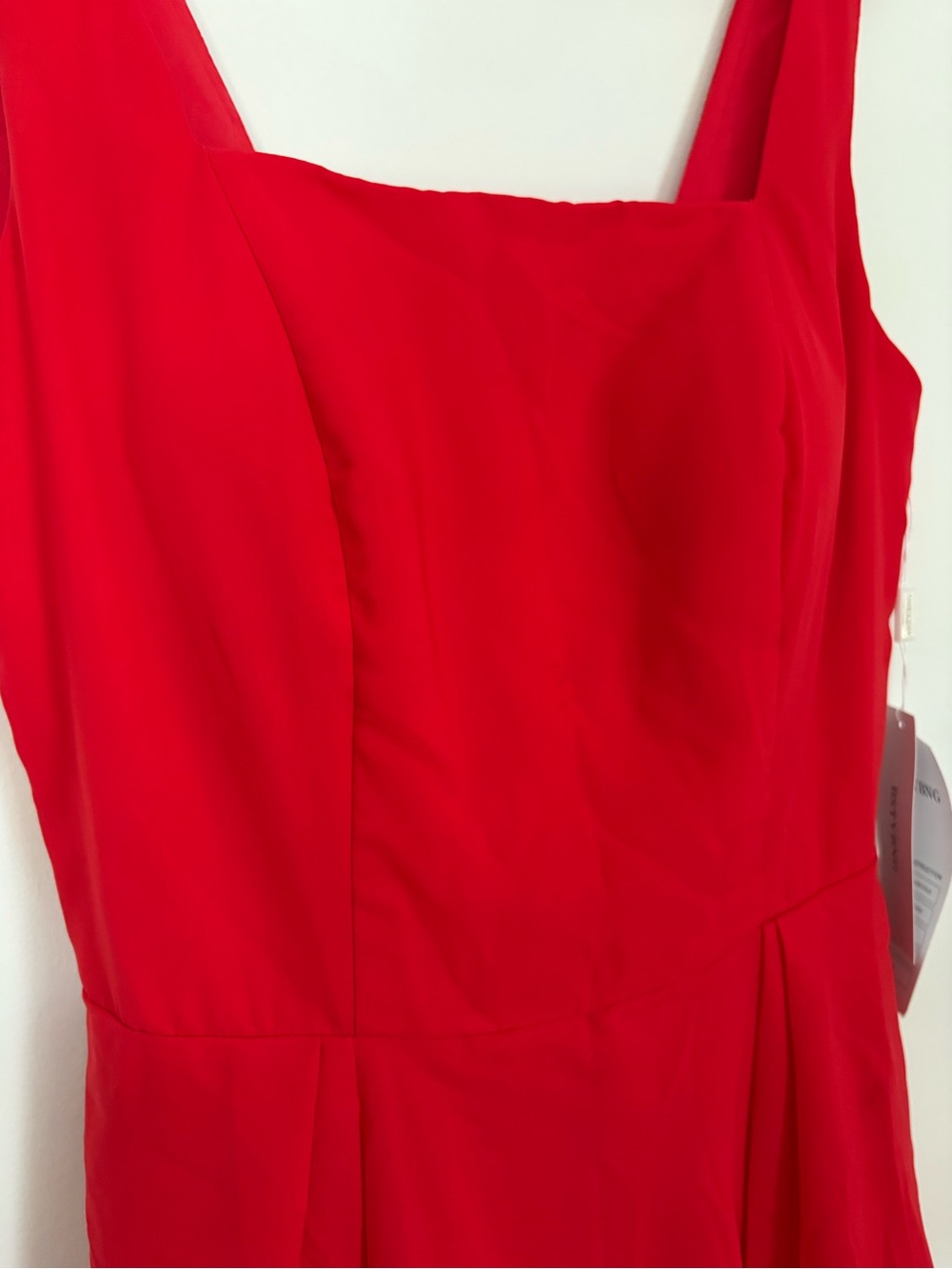 Red Square-Neck Maxi Dress with Side Ruffle - Picture 7 of 12